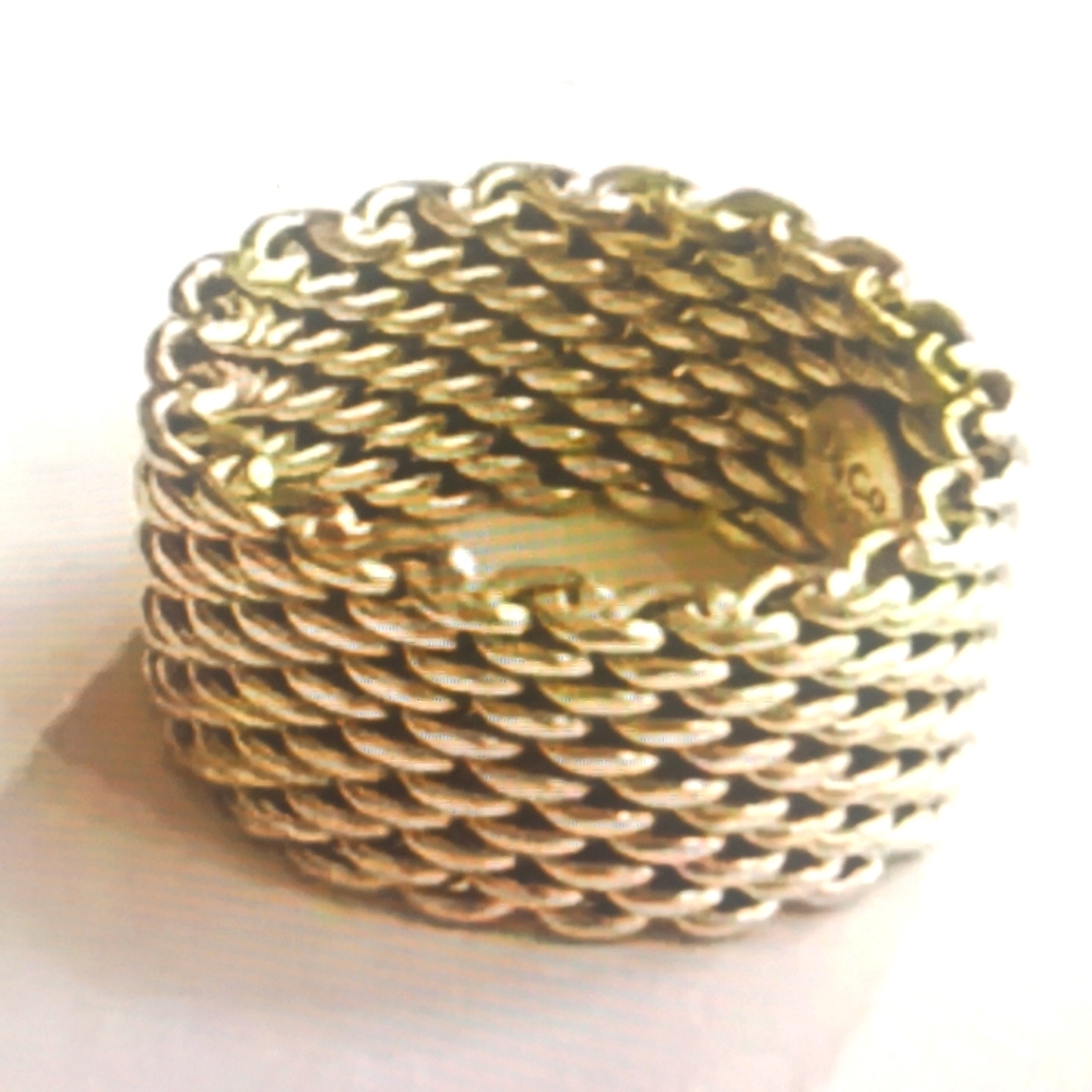Tiffany & Co. Sterling Silver Somerset Mesh Weave Ring 8.8 Gram Size-7.5